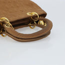 Christian Dior Lady Dior Canage Handtasche Nylon Braun Gold Auth bs33840-7