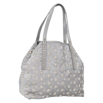 Jimmy Choo Tote Bag Suede Silver Auth bs33845