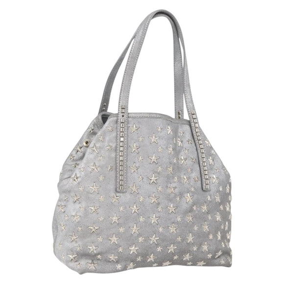 Jimmy Choo Tote Bag Suede Silver Auth bs33845