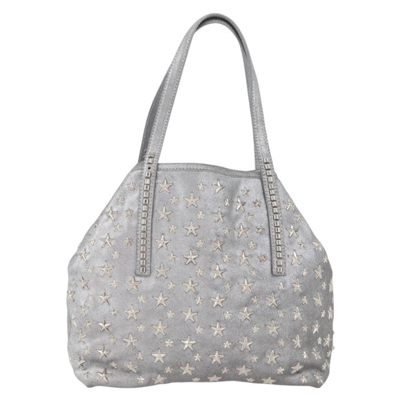 Jimmy Choo Tote Bag Suede Silver Auth bs33845