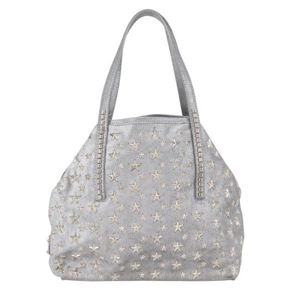 Jimmy Choo Tote Bag Suede Silver Auth bs33845