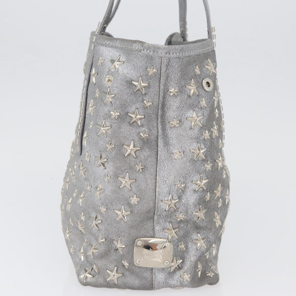 Jimmy Choo Tote Bag Suede Silver Auth bs33845