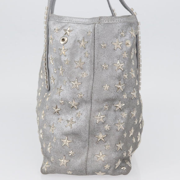 Jimmy Choo Tote Bag Suede Silver Auth bs33845
