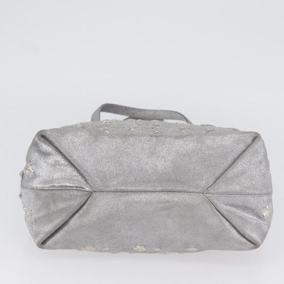 Jimmy Choo Tote Bag Suede Silver Auth bs33845
