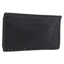 VALENTINO Clutch Bag Leather Black Auth bs33847-1