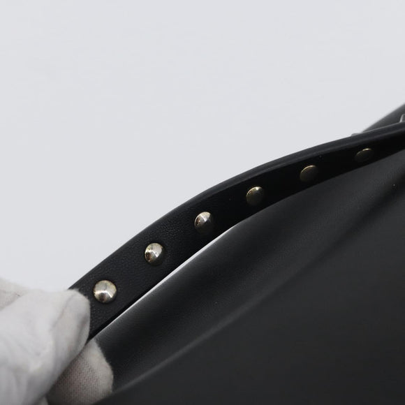 VALENTINO Clutch Bag Leather Black Auth bs33847
