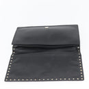 VALENTINO Clutch Bag Leather Black Auth bs33847-19