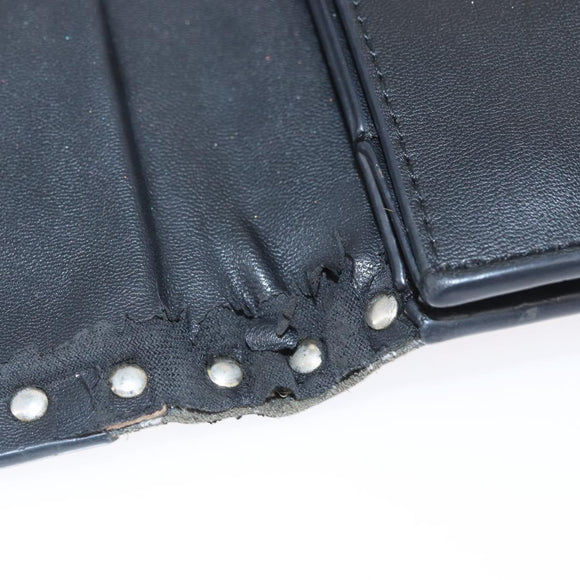 VALENTINO Clutch Bag Leather Black Auth bs33847