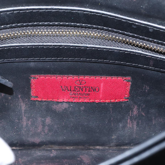 VALENTINO Clutch Bag Leather Black Auth bs33847