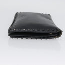 VALENTINO Clutch Bag Leather Black Auth bs33847-3