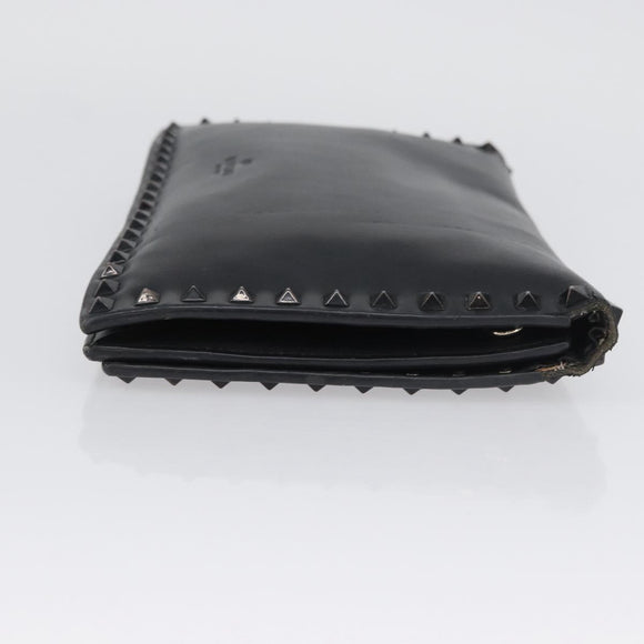 VALENTINO Clutch Bag Leather Black Auth bs33847