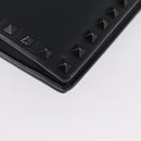 VALENTINO Clutch Bag Leather Black Auth bs33847-7
