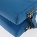 VALENTINO Chain Shoulder Bag Leather Blue Gold Auth bs33850-16