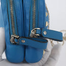 VALENTINO Chain Shoulder Bag Leather Blue Gold Auth bs33850-10