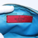 VALENTINO Chain Shoulder Bag Leather Blue Gold Auth bs33850-11