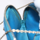 VALENTINO Chain Shoulder Bag Leather Blue Gold Auth bs33850-22