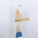 VALENTINO Chain Shoulder Bag Leather Blue Gold Auth bs33850-23