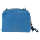 VALENTINO Chain Shoulder Bag Leather Blue Gold Auth bs33850-2