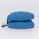 VALENTINO Chain Shoulder Bag Leather Blue Gold Auth bs33850-5