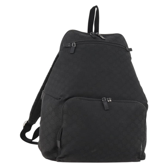 GUCCI GG Canvas Backpack Nylon Black Silver 179606 Auth bs33851
