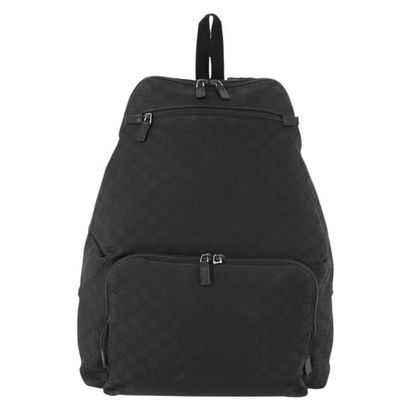GUCCI GG Canvas Backpack Nylon Black Silver 179606 Auth bs33851