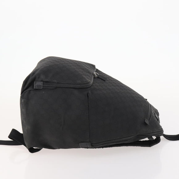 GUCCI GG Canvas Backpack Nylon Black Silver 179606 Auth bs33851