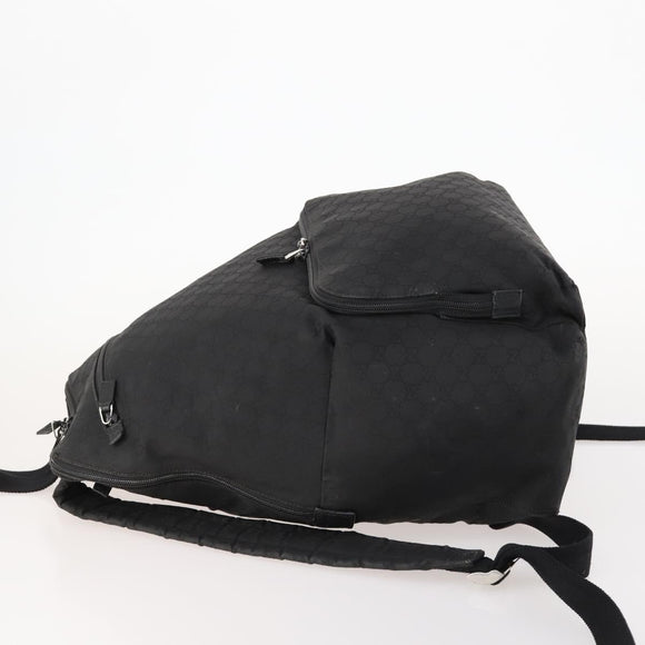 GUCCI GG Canvas Backpack Nylon Black Silver 179606 Auth bs33851