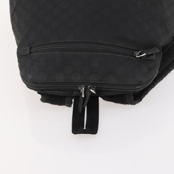 GUCCI GG Canvas Backpack Nylon Black Silver 179606 Auth bs33851