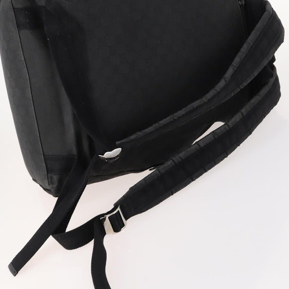 GUCCI GG Canvas Backpack Nylon Black Silver 179606 Auth bs33851