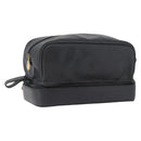 Gianni Versace Clutch Bag Leather Black Gold Auth bs33853-1