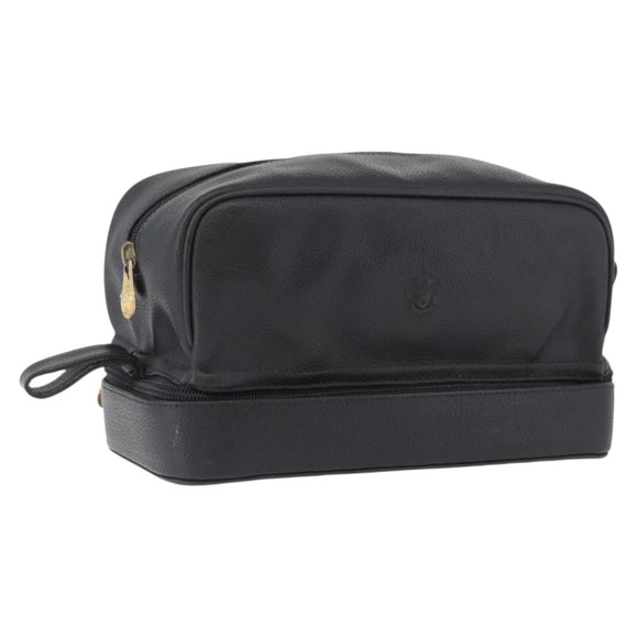 Gianni Versace Clutch Bag Leather Black Gold Auth bs33853