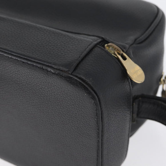Gianni Versace Clutch Bag Leather Black Gold Auth bs33853