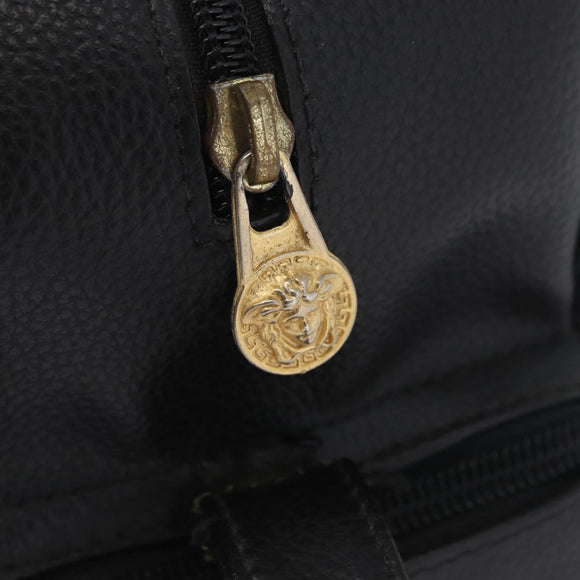 Gianni Versace Clutch Bag Leather Black Gold Auth bs33853
