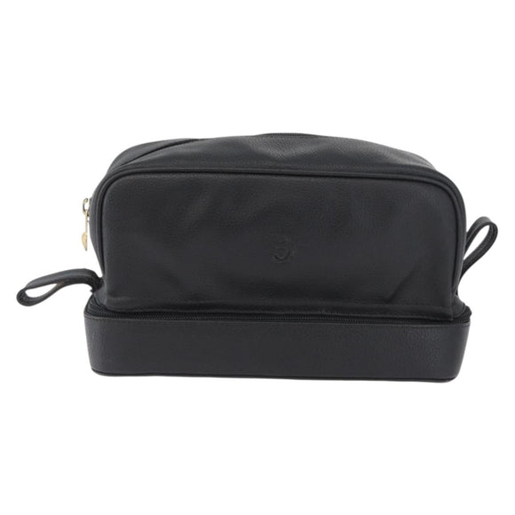 Gianni Versace Clutch Bag Leather Black Gold Auth bs33853