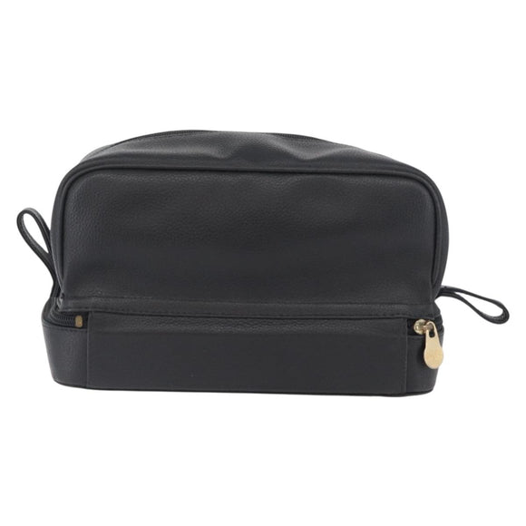 Gianni Versace Clutch Bag Leather Black Gold Auth bs33853