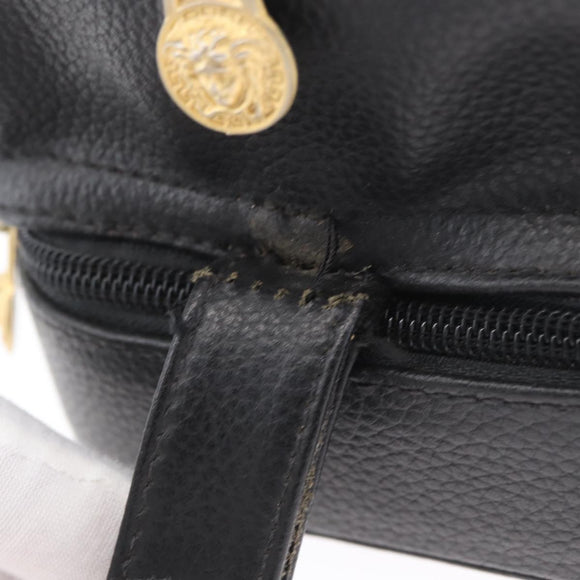 Gianni Versace Clutch Bag Leather Black Gold Auth bs33853