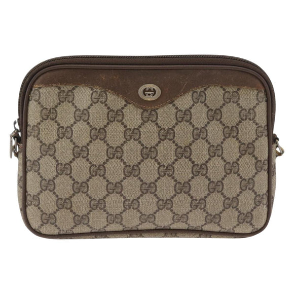 GUCCI GG Supreme Shoulder Bag PVC Beige Gold 97 02 068 Auth bs33854