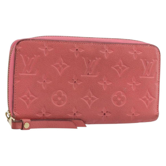 LOUIS VUITTON Monogram Empreinte Zippy Wallet Portemonnee Roze M64090 LV Auth bs33860