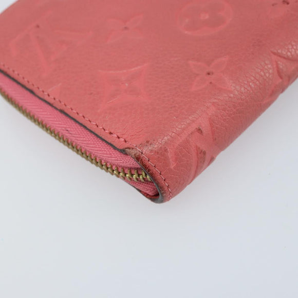 LOUIS VUITTON Monogram Empreinte Zippy Wallet Portemonnee Roze M64090 LV Auth bs33860