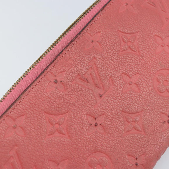 LOUIS VUITTON Monogram Empreinte Zippy Wallet Portemonnee Roze M64090 LV Auth bs33860