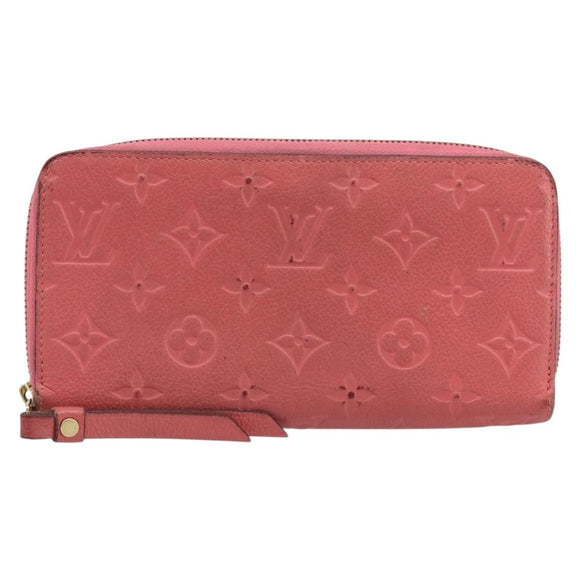 LOUIS VUITTON Monogram Empreinte Zippy Wallet Portemonnee Roze M64090 LV Auth bs33860