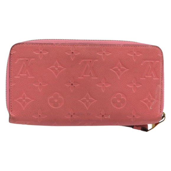 LOUIS VUITTON Monogram Empreinte Zippy Wallet Portemonnee Roze M64090 LV Auth bs33860