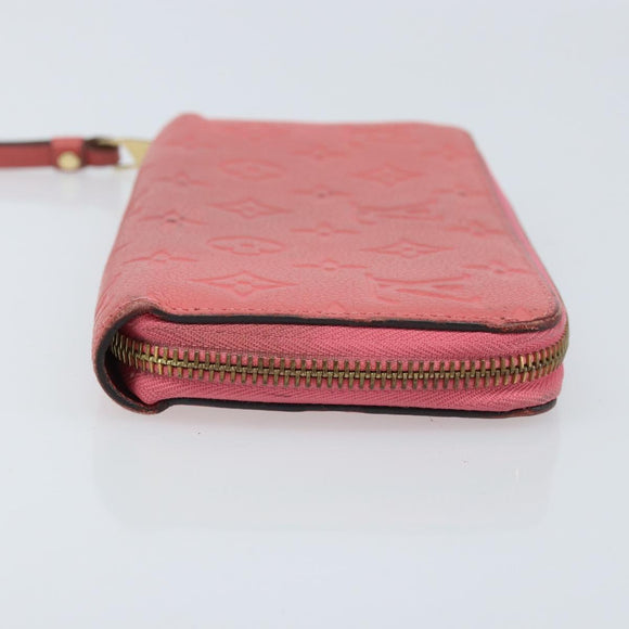 LOUIS VUITTON Monogram Empreinte Zippy Wallet Portemonnee Roze M64090 LV Auth bs33860