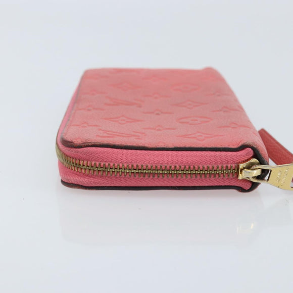 LOUIS VUITTON Monogram Empreinte Zippy Wallet Portemonnee Roze M64090 LV Auth bs33860