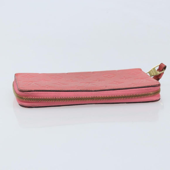 LOUIS VUITTON Monogram Empreinte Zippy Wallet Portemonnee Roze M64090 LV Auth bs33860