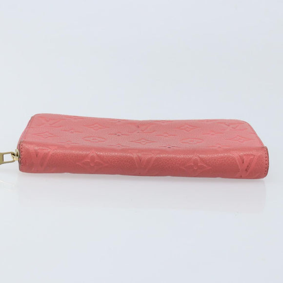 LOUIS VUITTON Monogram Empreinte Zippy Wallet Portemonnee Roze M64090 LV Auth bs33860