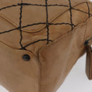 CHANEL Wild Stitch Hand Bag Leather Beige CC Auth bs33863-16