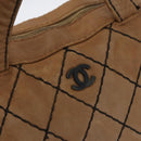 CHANEL Wild Stitch Hand Bag Leather Beige CC Auth bs33863-18