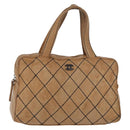 CHANEL Wild Stitch Hand Bag Leather Beige CC Auth bs33863-13