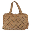 CHANEL Wild Stitch Hand Bag Leather Beige CC Auth bs33863-2